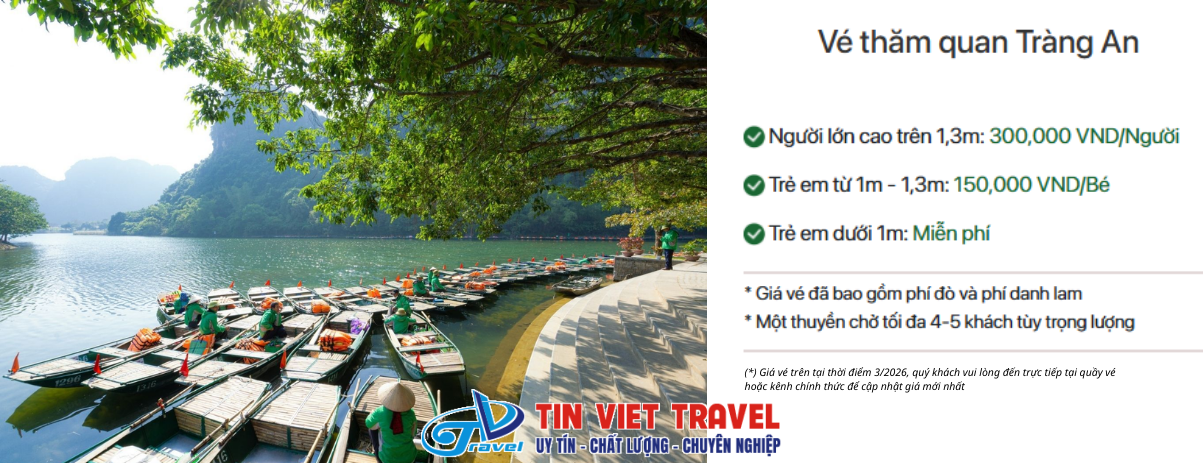 Vé Tràng An Ninh Bình tháng 3 năm 2026